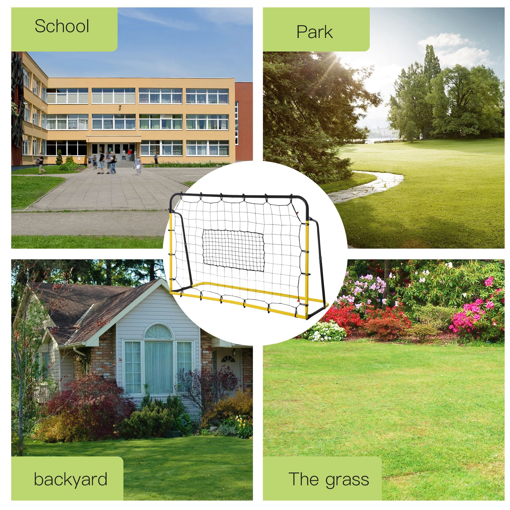 Soozier|HOMCOM Rebound Net Soccer Goal with 5 Angle Adjustable for Soccer Baseball Basketball Training