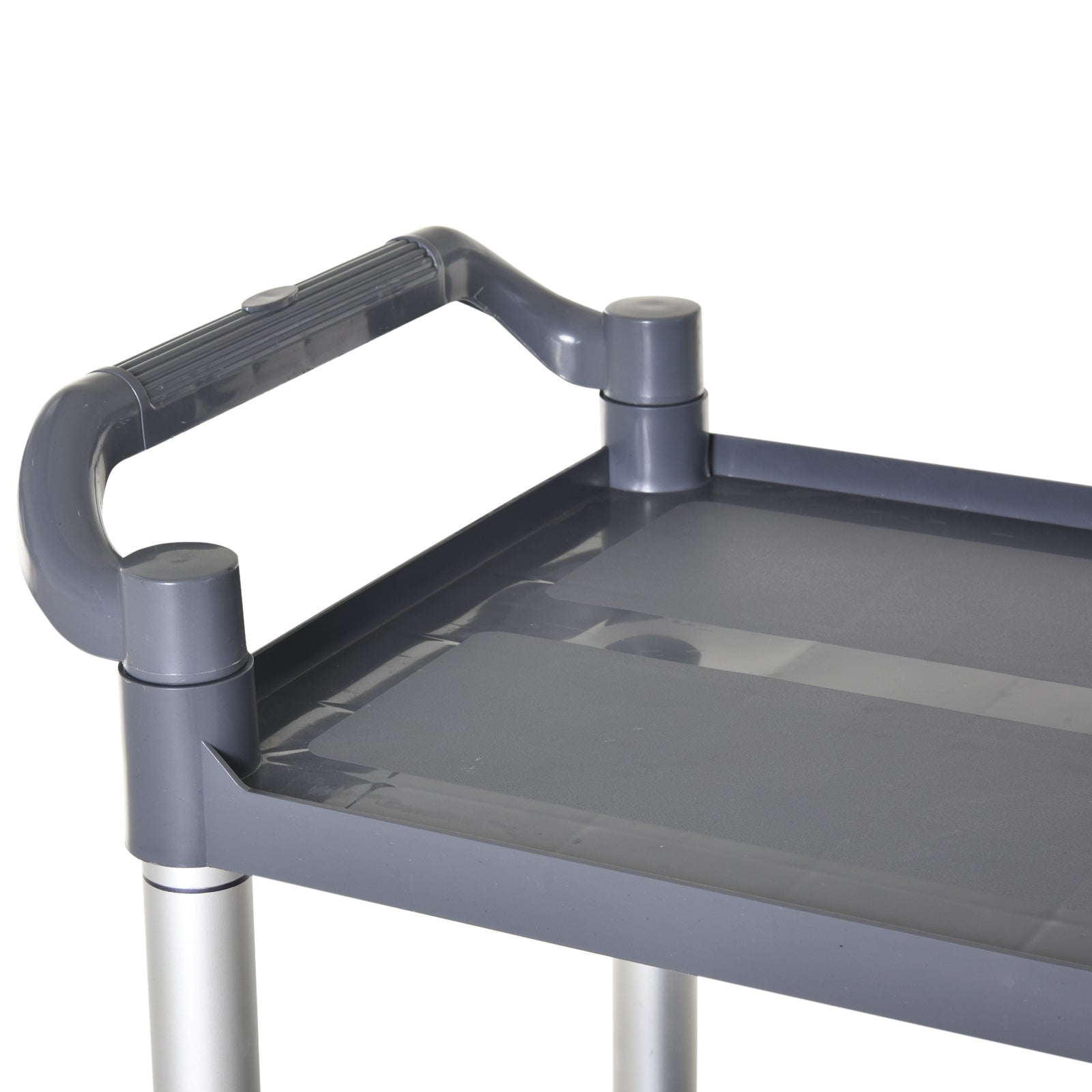 HOMCOM Large 3-Tier Metal Utility Cart Rolling Storage Trolley with Shelves for Restaurant Hotel Living Room Silver