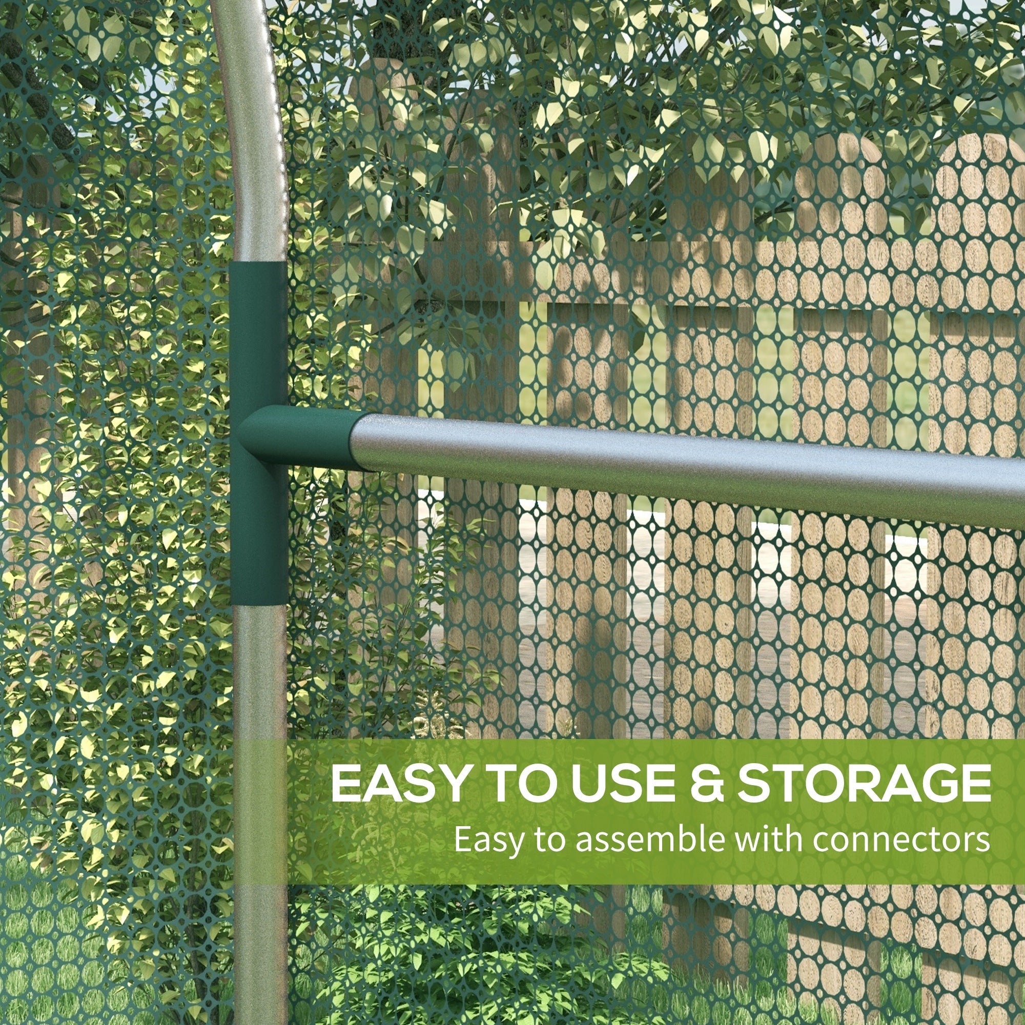 Outsunny Galvanized Steel Crop Cage, Plant Protection Tent with Zippered Door, 4' x 4', Green