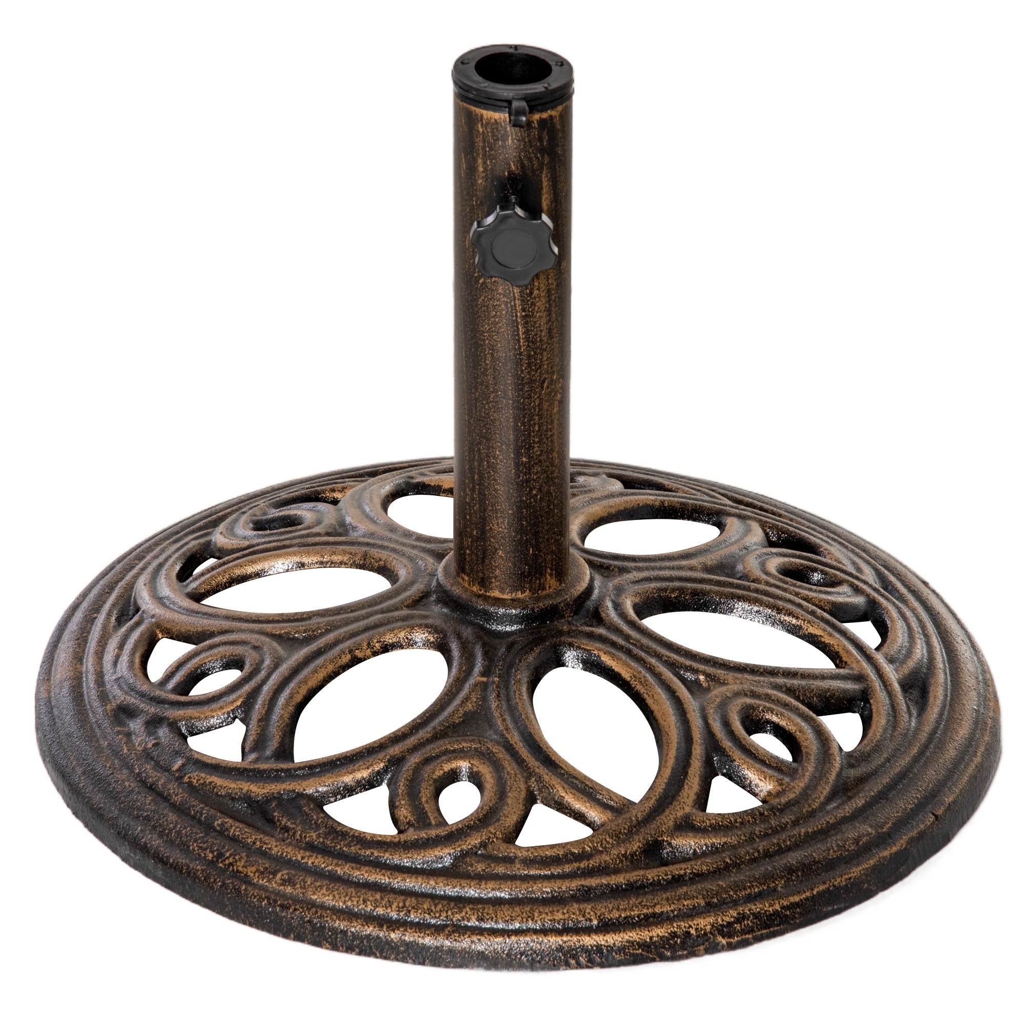 Outsunny Round Cast Iron Patio Umbrella Base: Outdoor Stand Holder for Φ38/48mm Poles, Bronze