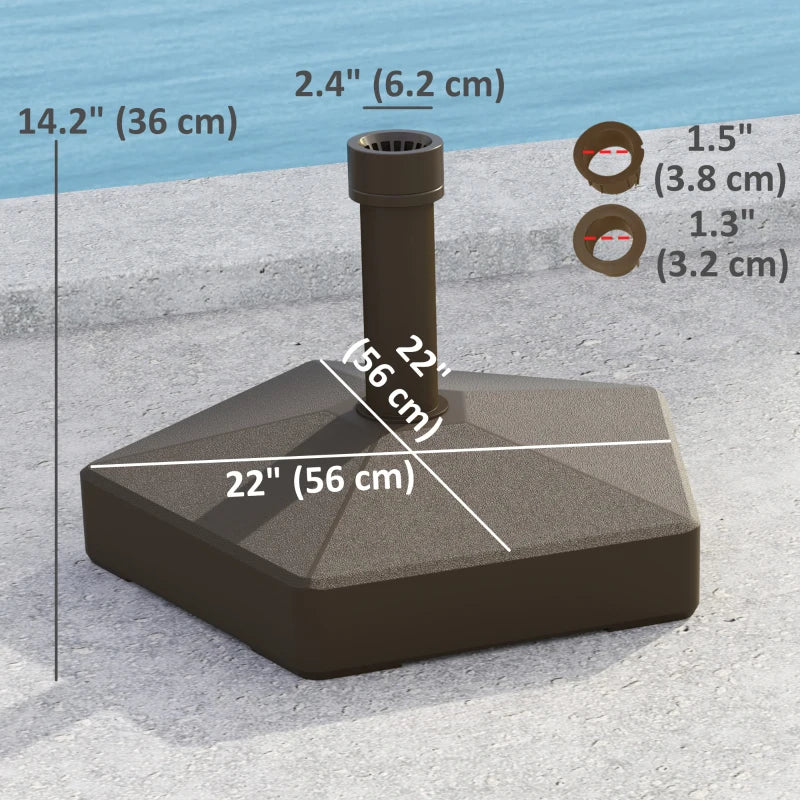 Patio Umbrella Base Holder, Heavy Duty Outdoor Umbrella Stand Base, Poolside, Brown
