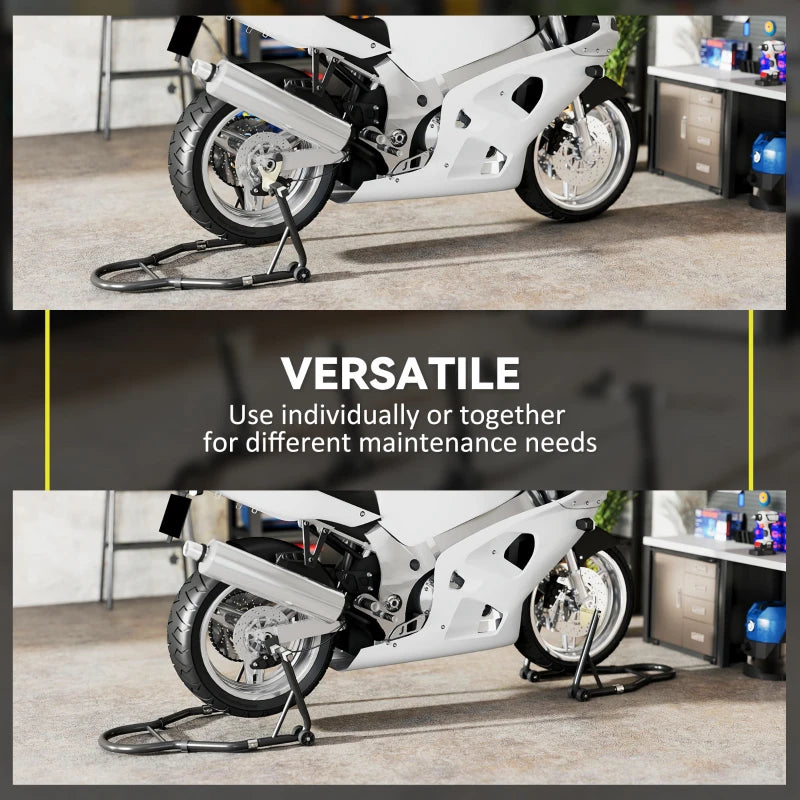Motorcycle Stand Set, 850 lbs Capacity Front & Rear Combo Wheel Paddock Stand Lift for Dirt Bikes, Black
