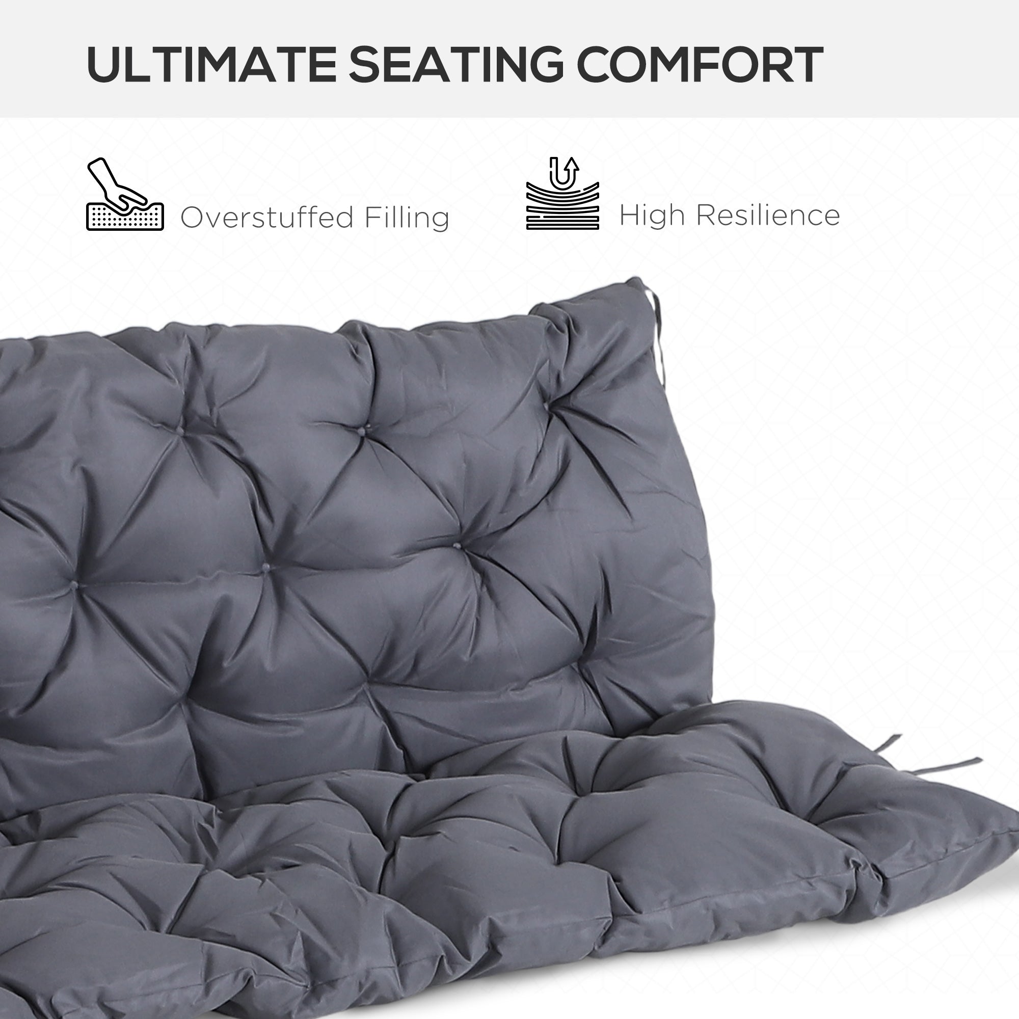 Outsunny 3 Seater Bench Swing Chair Replacement Cushions Outdoor Seat Pads Backrest Patio Garden Dark Grey