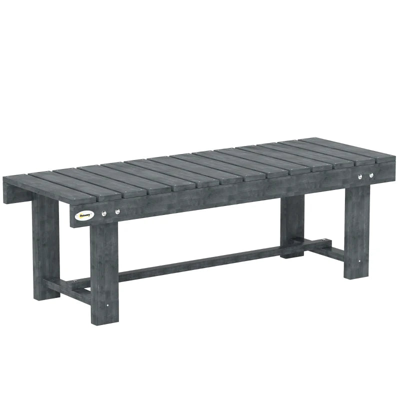 Outdoor Garden Bench, Backless Patio Fir Wood Stool, Armless Loveseat, 43.25" x 15" x 13.75", Grey