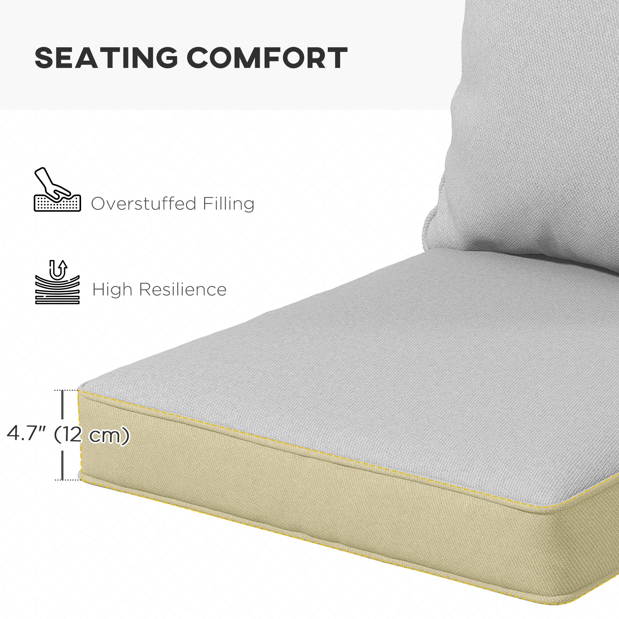 Outsunny Light Grey 4-Piece Patio Chair Cushions Set with Back Pillows for Indoor and Outdoor Seating