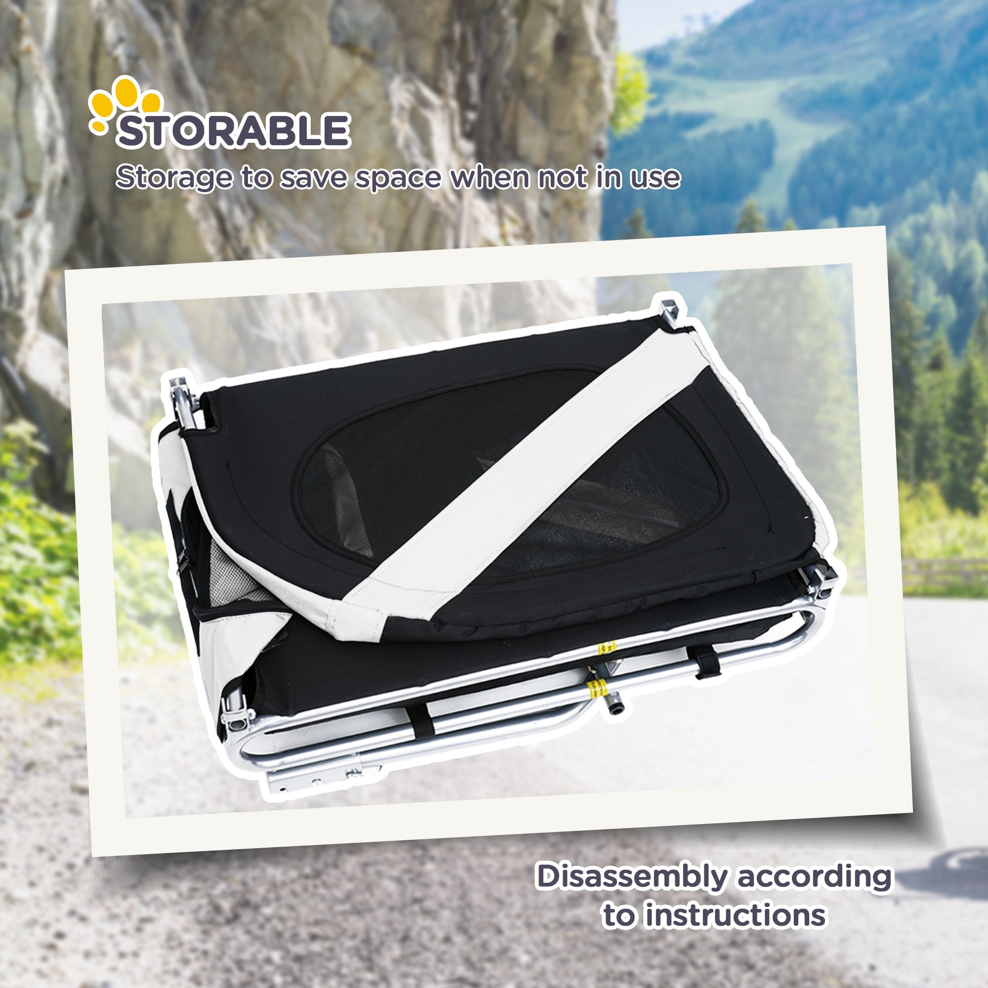 Aosom Foldable Dog Bike Trailer Pet Cart Wagon Safety Anchor Black