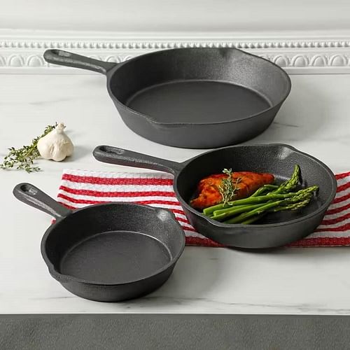 3-Piece Cast Iron Cookware Set with 8-inch 6-inch and 10-inch Skillet Frying Pan - Free Shipping