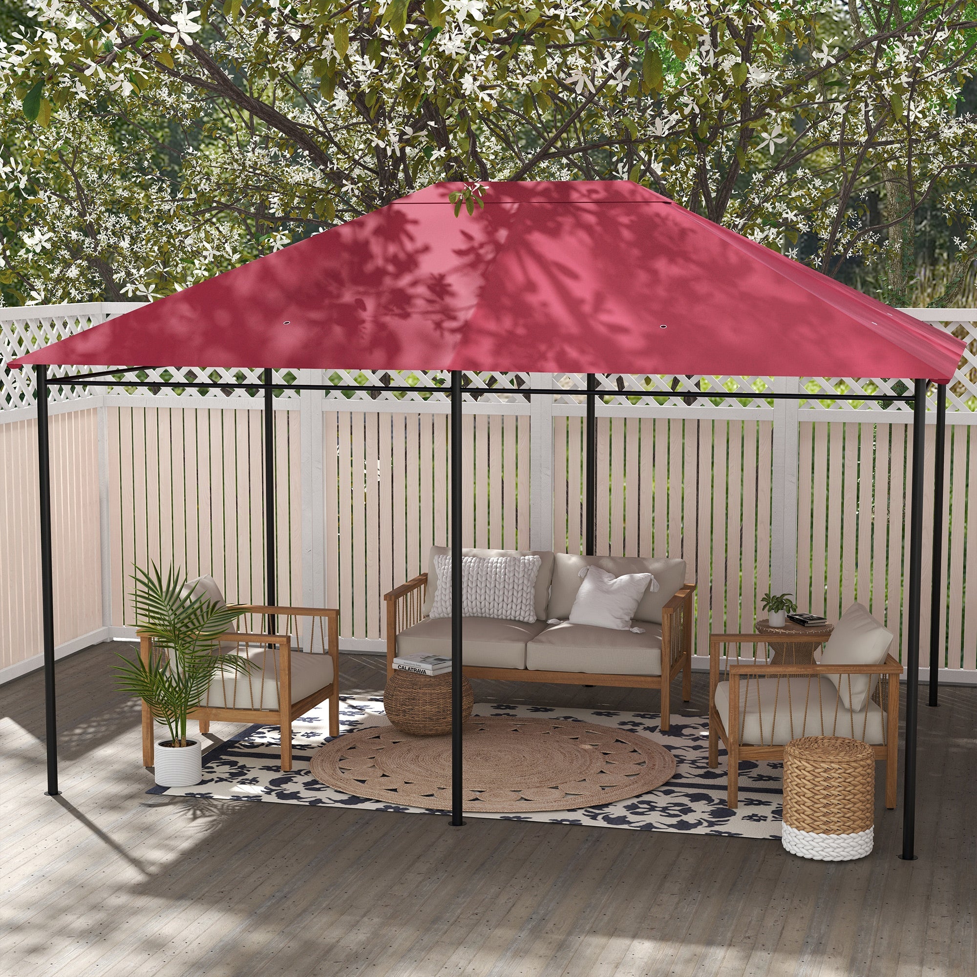 Outsunny Gazebo Replacement Canopy Top Cover 10'x13' Wine Red Gazebo Roof Only