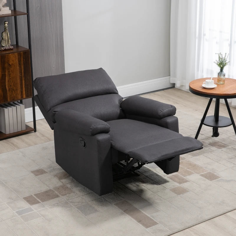 Recliner Chair, Manual Reclining Chair with Footrest, Padded Seat for Living Room, Bedroom, Study, Dark Grey