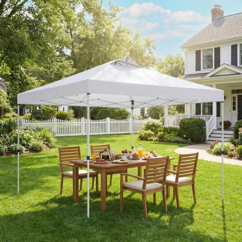 Pop Up Canopy Waterproof Canopy Tent with Carrying Bag for Parties Garden BBQs 9.8' x 9.8' White