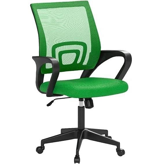 Green Modern Mid-Back Ergonomic Mesh Office Desk Chair with Armrest on Wheels - Free Shipping
