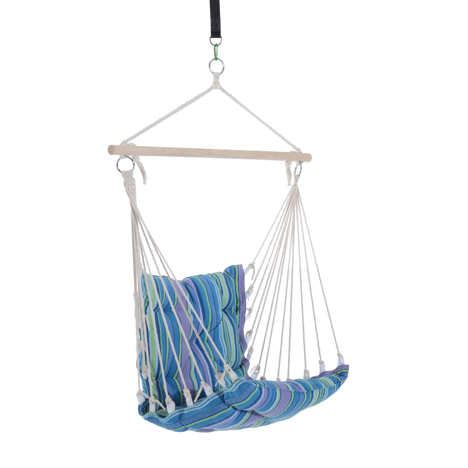 Outsunny Portable Rope Hammock Chair Woven Hanging Swing Seat Outdoor Garden Yard Camping Blue