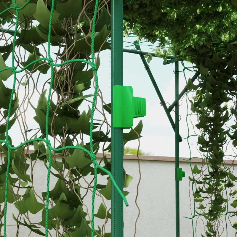 Garden Arch Cucumber Trellis for Climbing Plants, 7.3 FT Tall Metal Plant Trellis Support with Climbing Net, Green