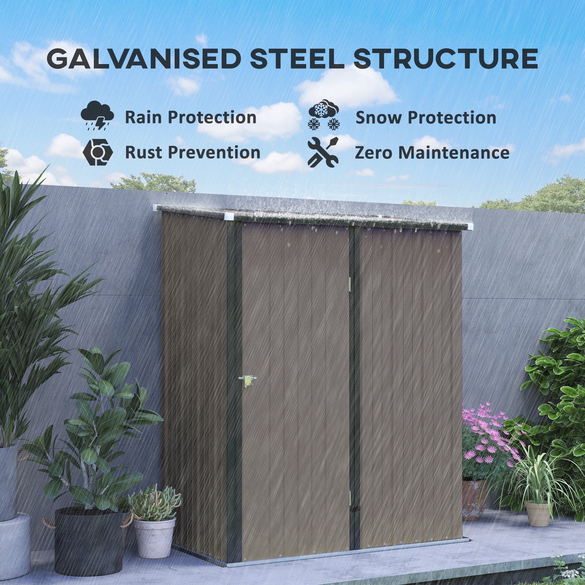 Outsunny 5' x 3' Outdoor Storage Shed, Steel Garden Shed with Single Lockable Door, Tool Storage Shed for Backyard, Light Grey