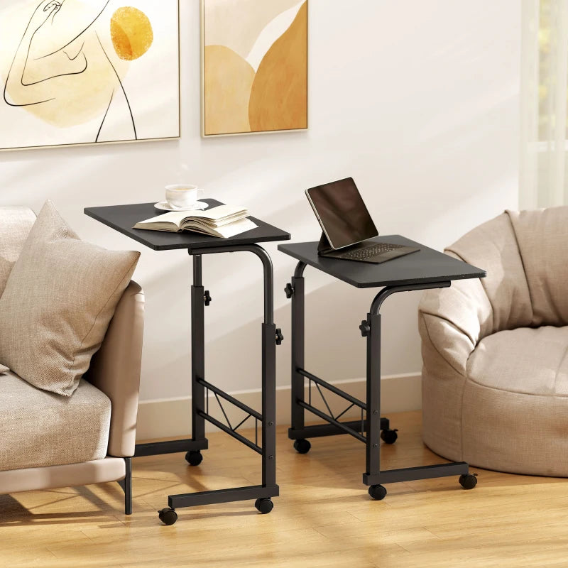 Mobile Standing Desk with Adjustable Height, 23.5 inch Stand Up Desk with Wheels, Black