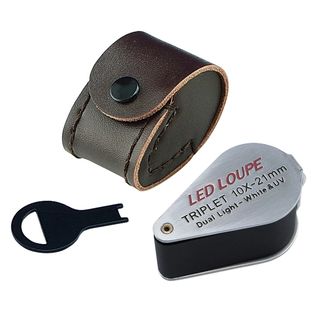 10x Jeweler's Loupe with 21mm Triplet Lens, 6 LED Lights & UV Light