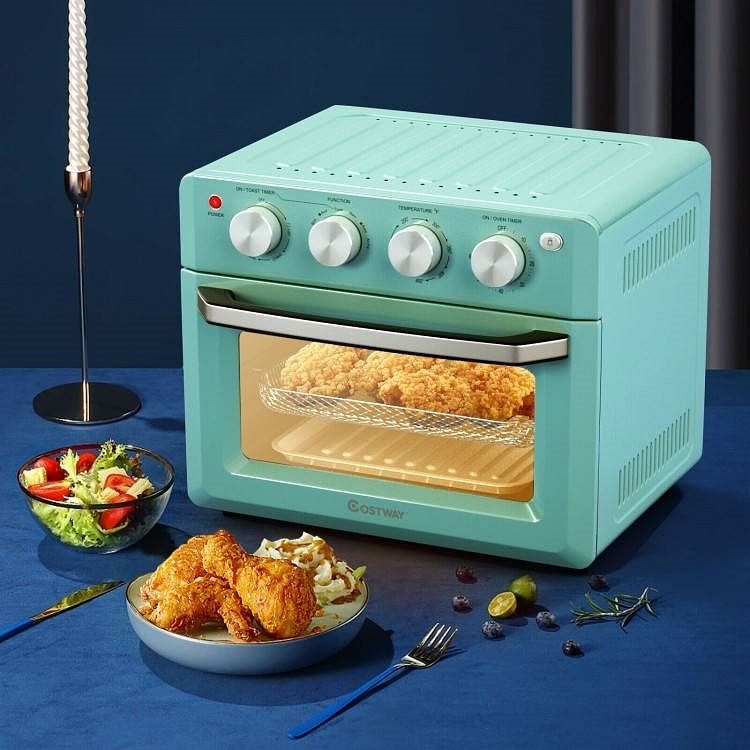 Modern Space Saving Countertop Kitchen Convection Toaster Oven Air Fryer - Teal - Free Shipping
