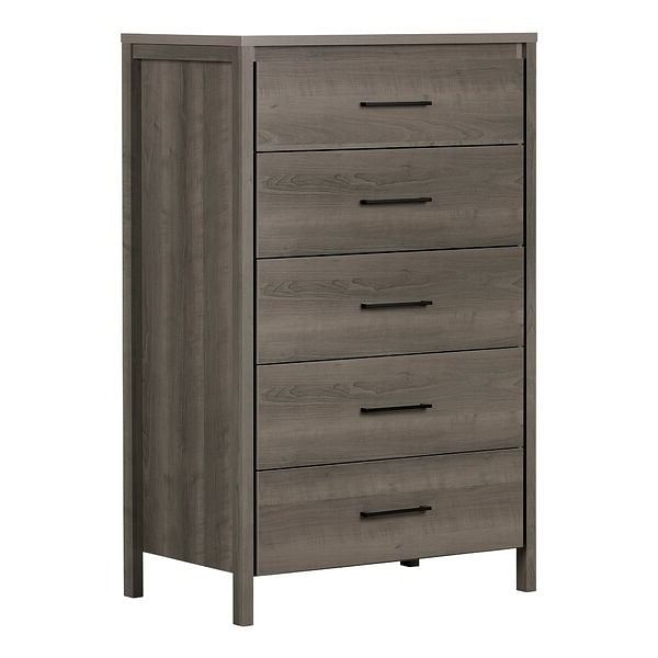 Modern Grey 5 Drawer Storage Chest - Free Shipping