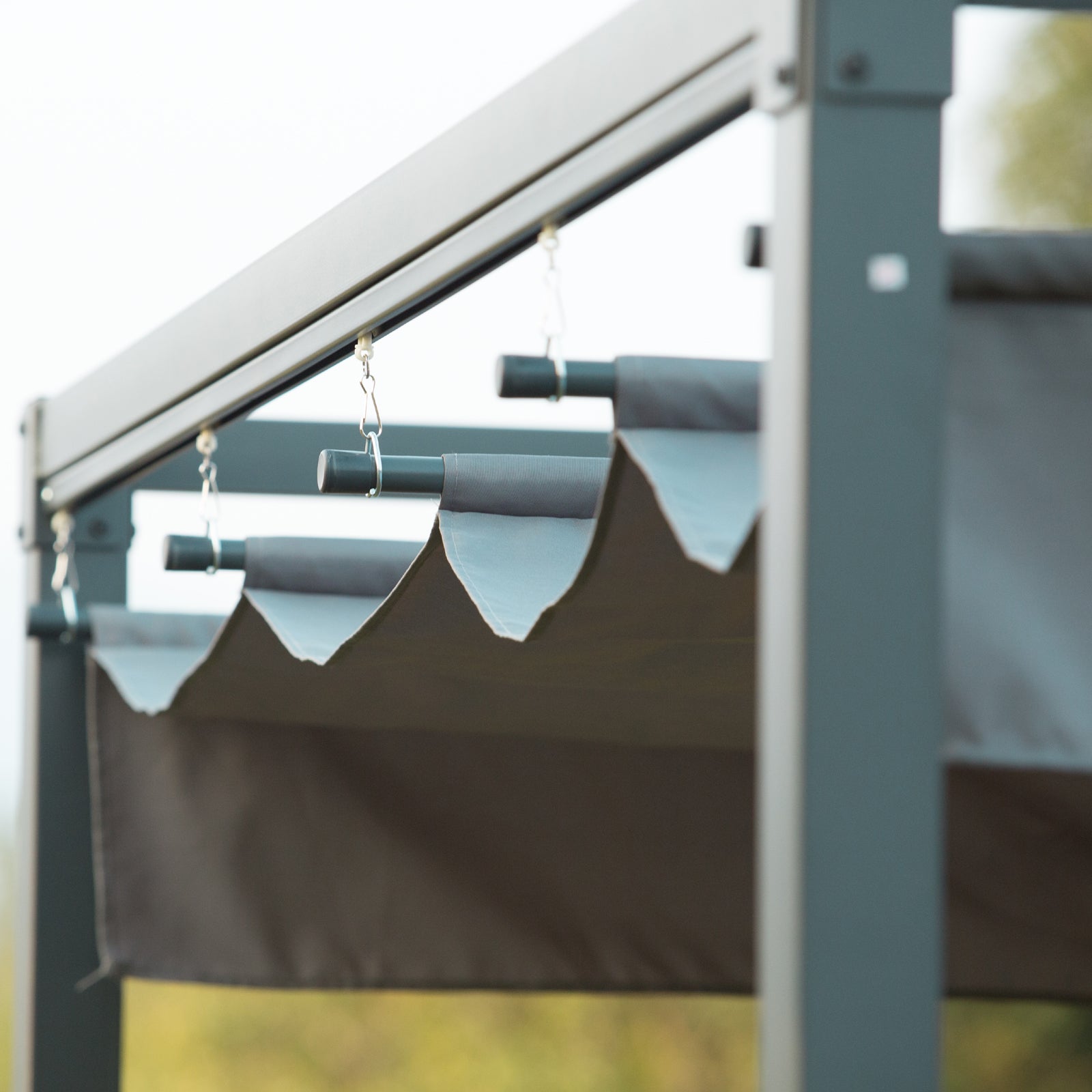 Outsunny Metal Frame Pergola Gazebo 10x7ft with Retractable Canopy Outdoor Patio Sun Shelter Water-Proof Yard Shade Grape Tent