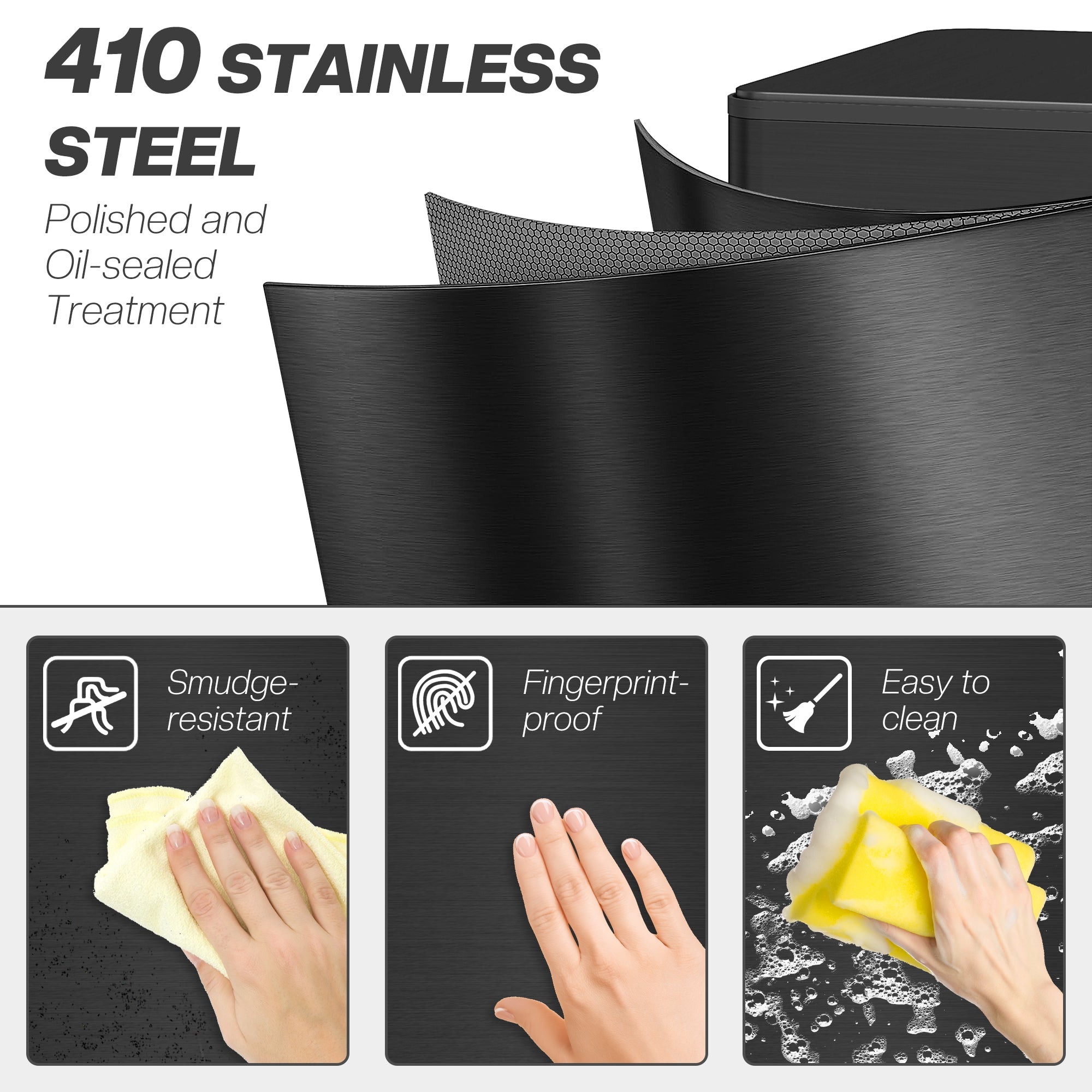 HOMCOM 5.3 Gallon Stainless Steel Kitchen Garbage Can with Soft-close Lid, Foot Pedal, Fingerprint-Proof, Black