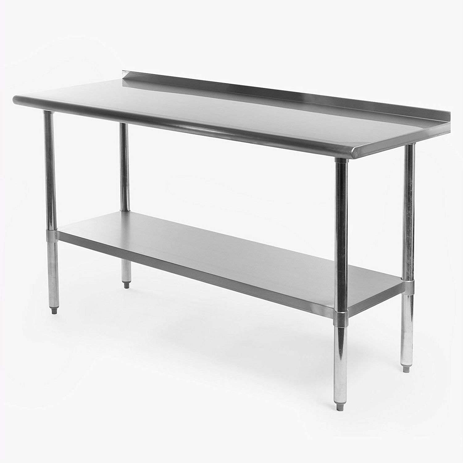 Stainless Steel 60 x 24 inch Heavy Duty NSF Certified Work Bench Prep Table with Backsplash - Free Shipping