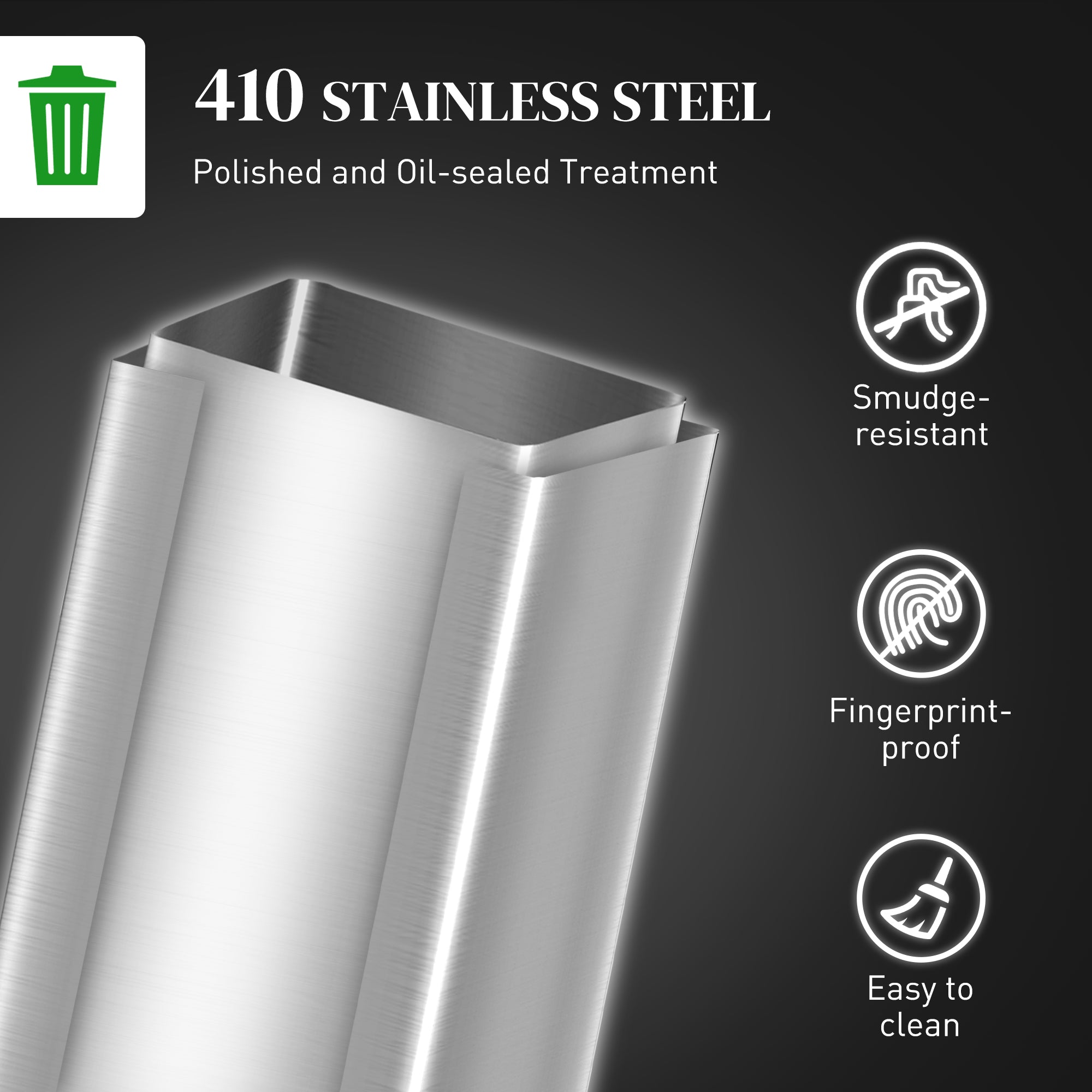 HOMCOM 5.3 Galllon Stainless Steel Kitchen Garbage Can with Soft-close Lid, Foot Pedal, Fingerprint-Proof, Silver