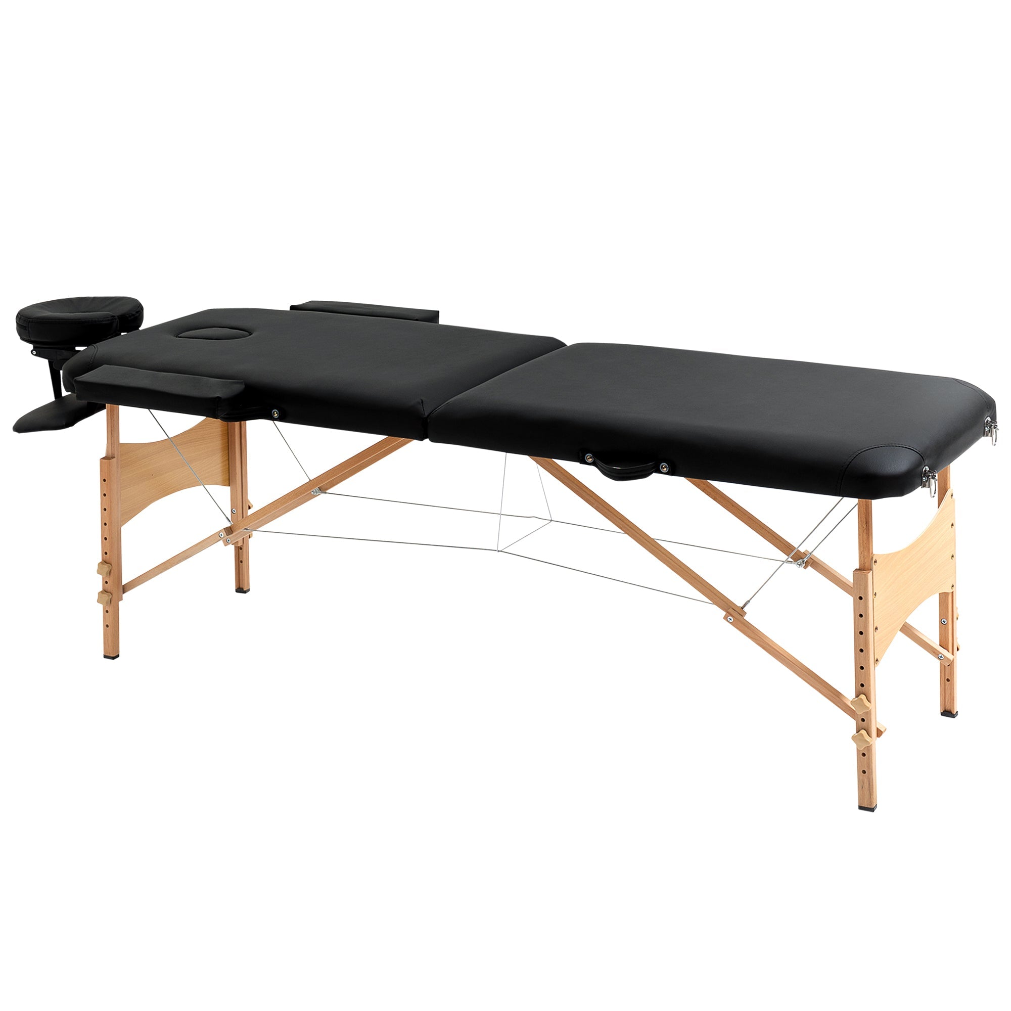 HOMCOM Professional 72" Portable Massage Table Adjustable Height Foldable Facial Spa Bed Black Color Salon