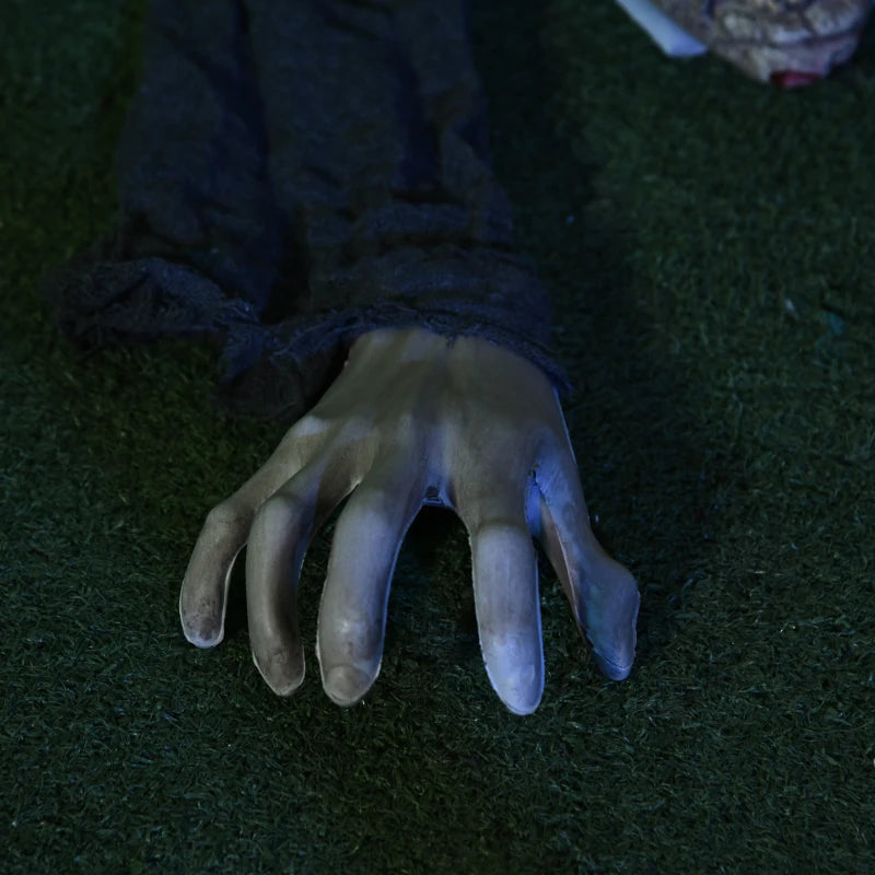 HOMCOM 62” Life-Size Outdoor Halloween Crawling Zombie – Animated Prop with Sound, Motion Activation & Light-Up Eyes