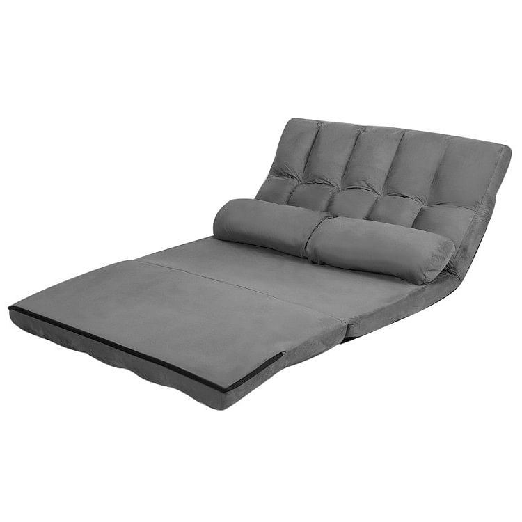 Faux Suede 5 Tilt Foldable Floor Sofa Bed Detachable Cloth Cover in Grey - Free Shipping