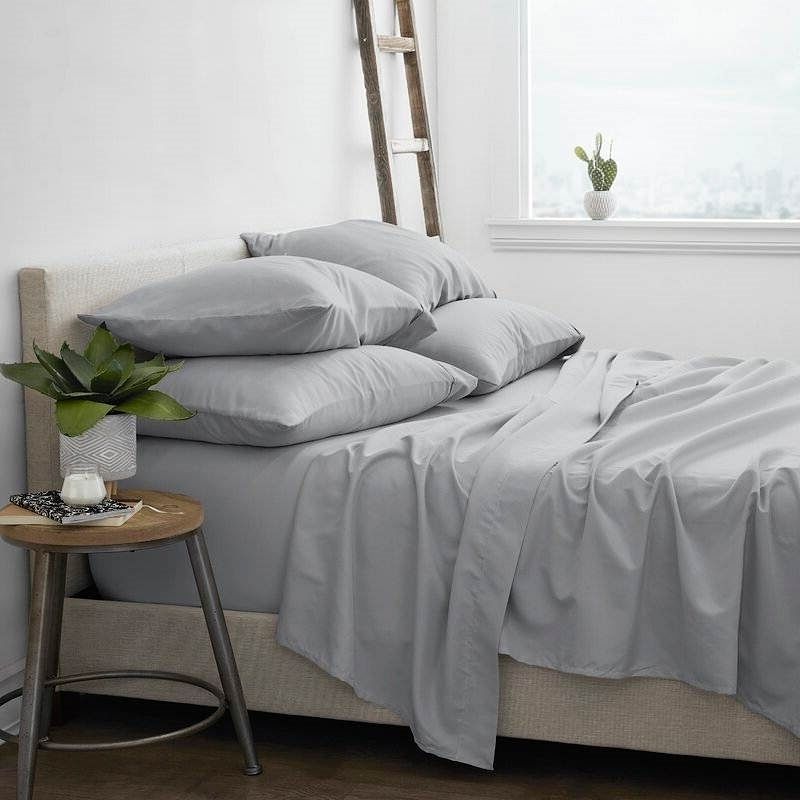 Full size Grey 6 Piece Wrinkle Resistant Microfiber Polyester Sheet Set - Free Shipping