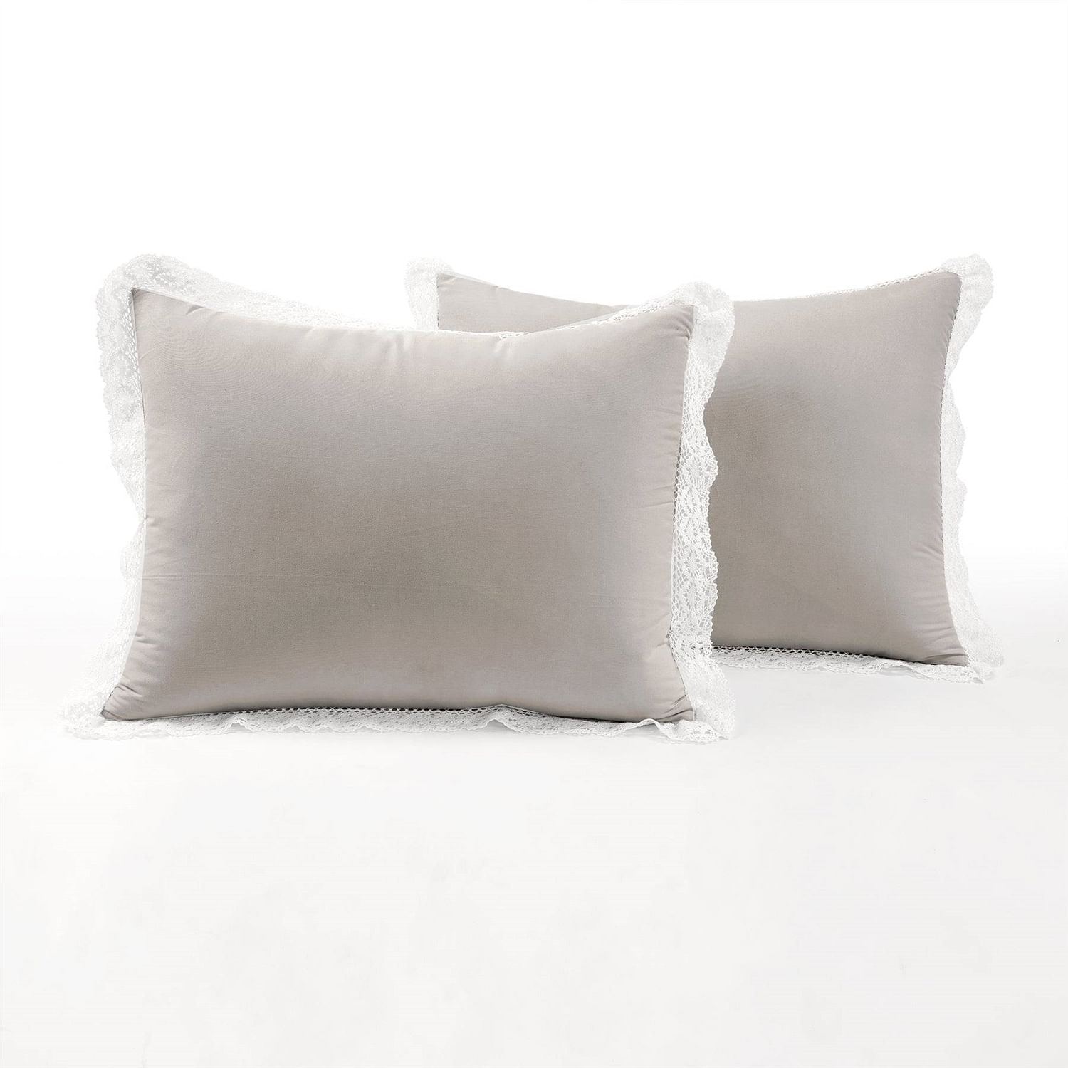 King French Country Grey 5-Piece Lightweight Comforter Set with Lace Trim - Free Shipping