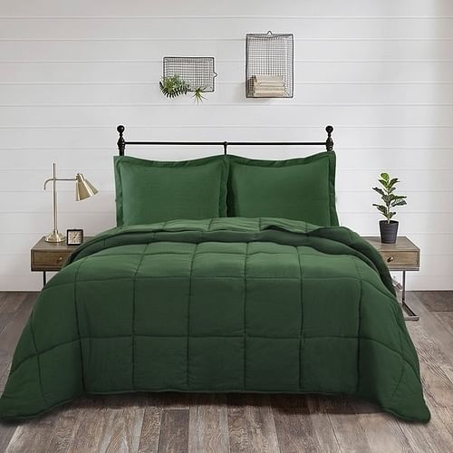 Queen Size Green 3 Piece Microfiber Reversible Comforter Set - Free Shipping
