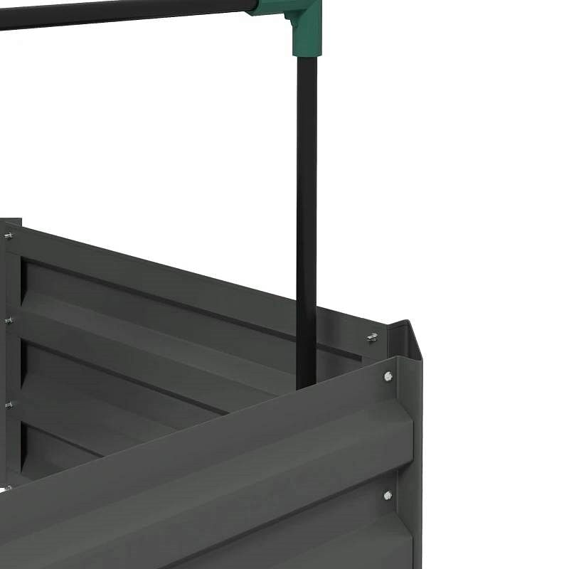 Grey Galvanized Open Bottom Raised Garden Bed Planter with Tomato Cage Trellis - Free Shipping