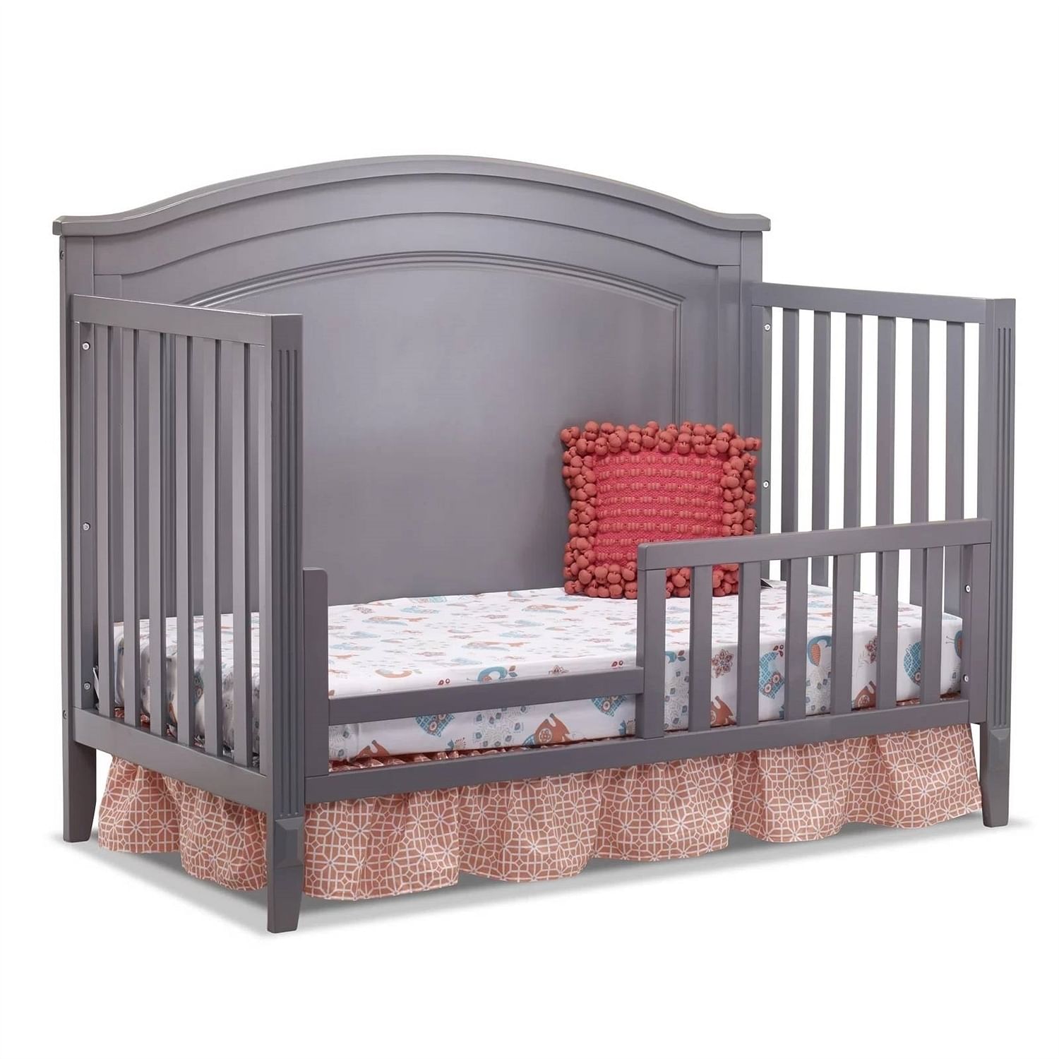 SF Home Solid Wood Toddler Bed Rail in Grey Finish - Crib Sold Separately - Free Shipping