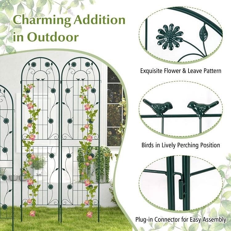 2 Pack - 7-ft Galvanized Steel Outdoor Garden Trellis in Green Metal Finish - Free Shipping