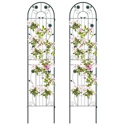 2 Pack - 7-ft Galvanized Steel Outdoor Garden Trellis in Green Metal Finish - Free Shipping