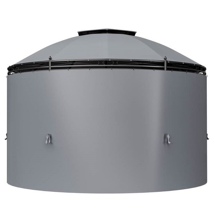 Circular Dome Hexagon Gazebo Canopy with Polyester Privacy Curtain in Grey - Free Shipping
