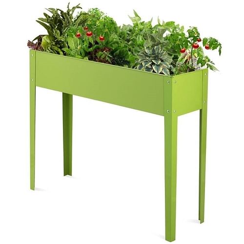 Green Heavy Duty Galvanized Steel Outdoor Elevated Raised Garden Planter - Free Shipping