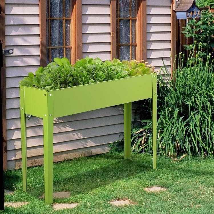 Green Heavy Duty Galvanized Steel Outdoor Elevated Raised Garden Planter - Free Shipping