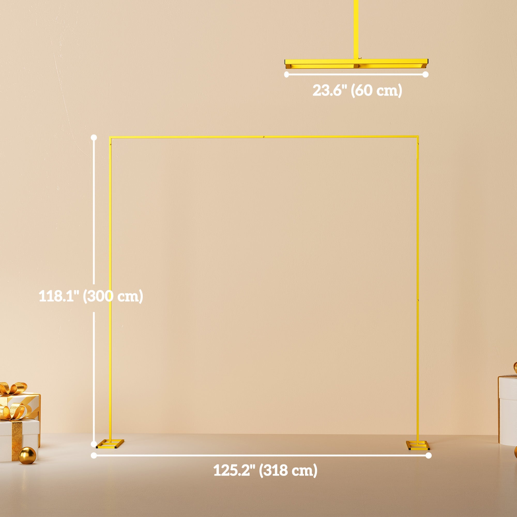 Outsunny Wedding Arch Backdrop Stand, Metal Garden Balloon Arch Stand for Birthday Party, Bridal Shower, Graduation, Ceremony, Banquet Decorations, Gold