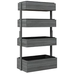 4 Tier Vertical Wooden Planter Box Raised Bed Grey - Free Shipping