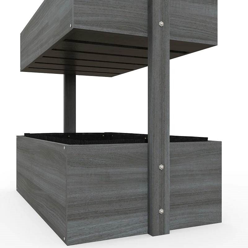 4 Tier Vertical Wooden Planter Box Raised Bed Grey - Free Shipping