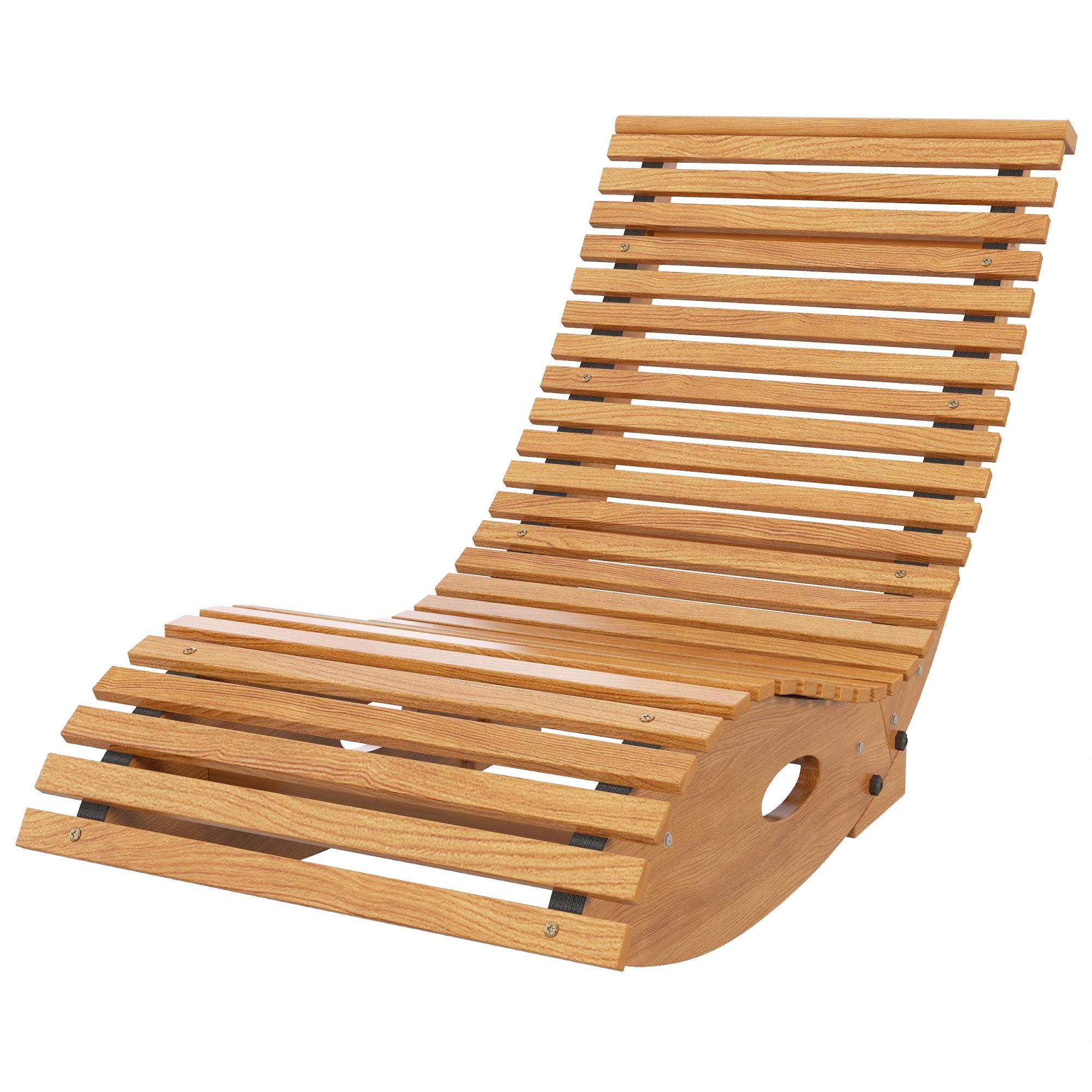 Outsunny Outdoor Rocking Chair w/ Slatted Seat, Wooden Rocking Chair, 51.2" x 23.6" x 23.6", Teak,