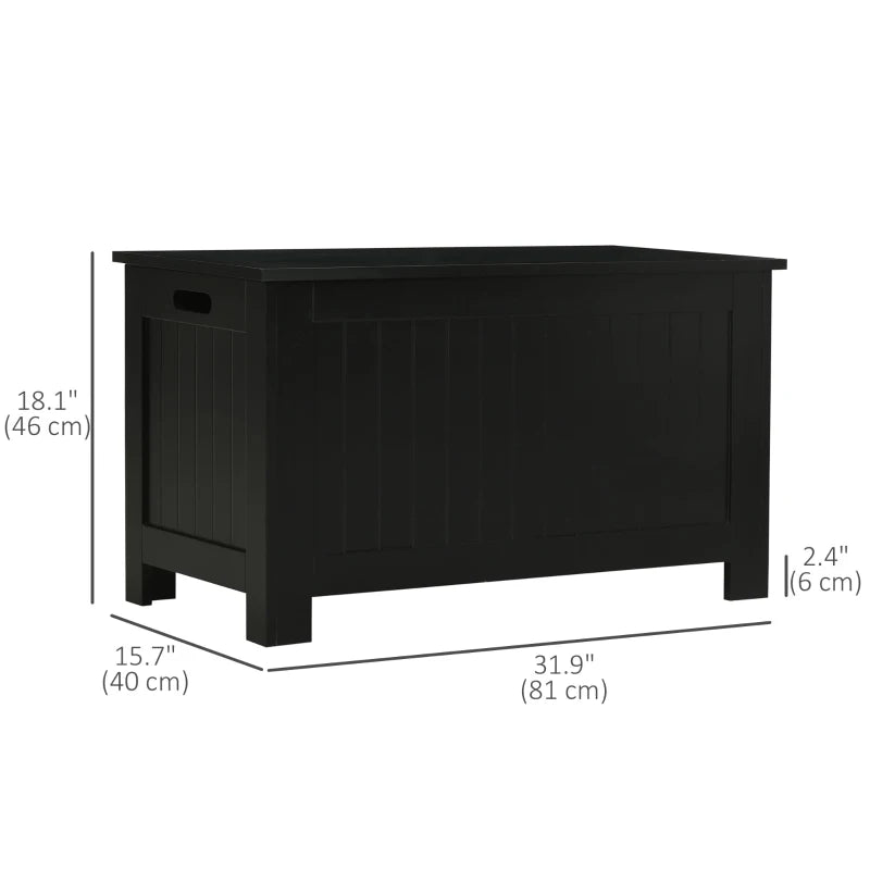 Large Storage Box Storage Trunk Cabinet Container with Lid and 2 Safety Hinges, Black