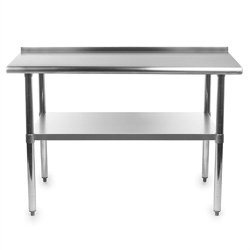 Heavy Duty 48 x 24 inch Stainless Steel Kitchen Prep Work Table with Backsplash - Free Shipping