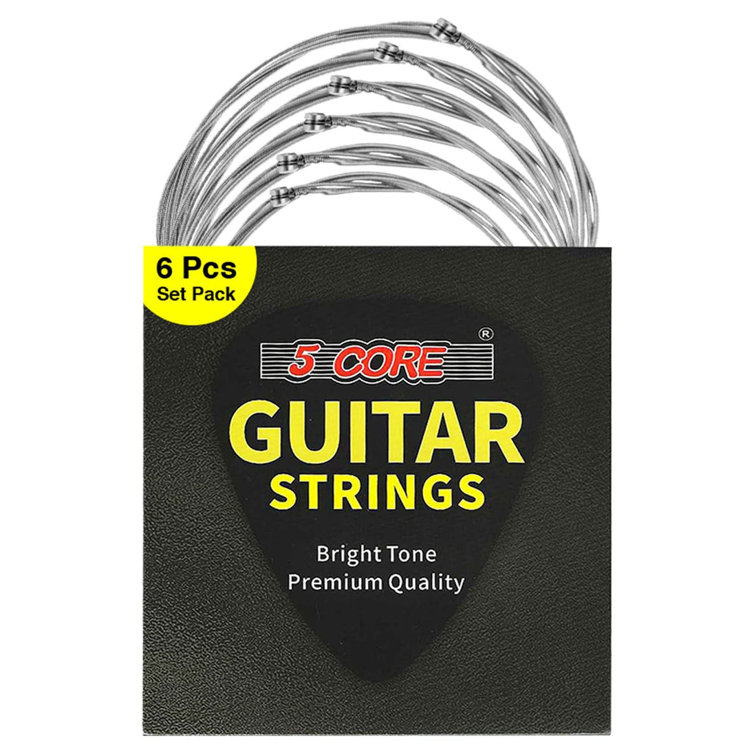 5Core Acoustic Guitar Strings 0.010-0.048 Steel Gauge Heavy Duty w Bright Tone For 6 String Guitars