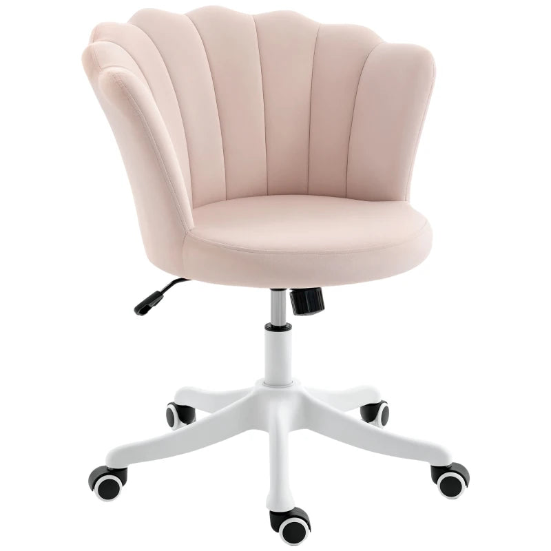 Office Chair, Armless Swivel Desk Chair with Adjustable Height, Backrest, Tilt Function for Office, Vanity, Pink