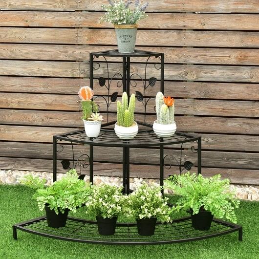 3 Tier Floral Corner Metal Plant Pot Rack - Free Shipping