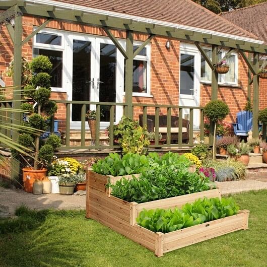 3 Tier Elevated Wooden Vegetable Garden Bed - Free Shipping