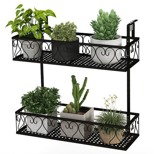 Flower Pot Holder with Adjustable Hooks and 2 Planter Baskets - Free Shipping
